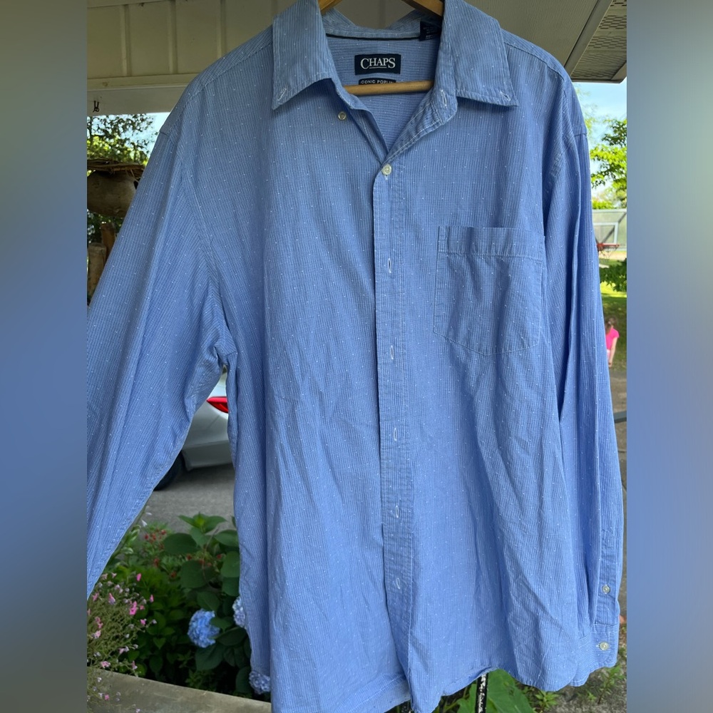 Men’s Blue Textured Button Up